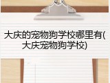 大庆的宠物狗学校哪里有(大庆宠物狗学校)