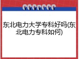 东北电力大学专科好吗(东北电力专科如何)