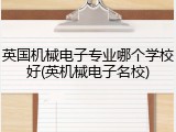 英国机械电子专业哪个学校好(英机械电子名校)