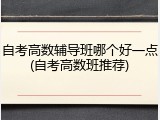 自考高数辅导班哪个好一点(自考高数班推荐)