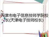 天津市电子信息技师学院校长(天津电子技师校长)
