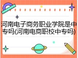 河南电子商务职业学院是中专吗(河南电商职校中专吗)