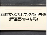 新疆文化艺术学校是中专吗(新疆艺校中专吗)