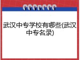武汉中专学校有哪些(武汉中专名录)