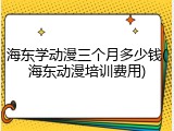 海东学动漫三个月多少钱(海东动漫培训费用)