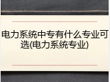 电力系统中专有什么专业可选(电力系统专业)