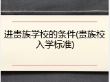 进贵族学校的条件(贵族校入学标准)