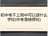 初中考不上高中可以读什么学校(中考落榜择校)