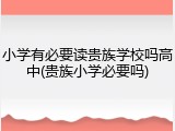 小学有必要读贵族学校吗高中(贵族小学必要吗)