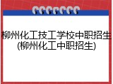 柳州化工技工学校中职招生(柳州化工中职招生)