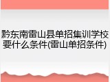 黔东南雷山县单招集训学校要什么条件(雷山单招条件)