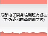 成都电子商务培训班有哪些学校(成都电商培训学校)