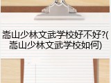 嵩山少林文武学校好不好?(嵩山少林文武学校如何)