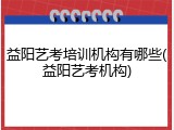 益阳艺考培训机构有哪些(益阳艺考机构)
