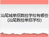 汕尾城单招数控学校有哪些(汕尾数控单招学校)