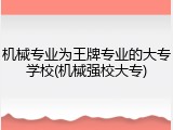机械专业为王牌专业的大专学校(机械强校大专)