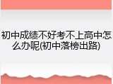 初中成绩不好考不上高中怎么办呢(初中落榜出路)