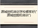 源城挖机培训学校哪家好("源城挖掘机培训")