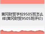 黄冈财贸学校9505班怎么样(黄冈财贸9505班评价)