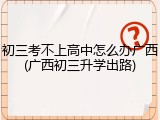 初三考不上高中怎么办广西(广西初三升学出路)