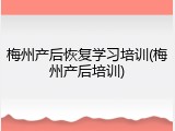 梅州产后恢复学习培训(梅州产后培训)