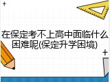 在保定考不上高中面临什么困难呢(保定升学困境)