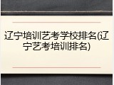 辽宁培训艺考学校排名(辽宁艺考培训排名)