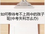如何看待考不上高中的孩子呢(中考失利怎么办)