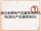 湖北省哪有产后康复培训机构(湖北产后康复培训)