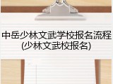 中岳少林文武学校报名流程(少林文武校报名)