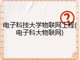 电子科技大学物联网工程(电子科大物联网)