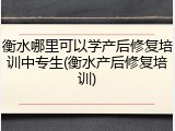 衡水哪里可以学产后修复培训中专生(衡水产后修复培训)