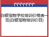 白银宠物学校培训价格表一览(白银宠物培训价目)