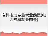 专科电力专业就业前景(电力专科就业前景)