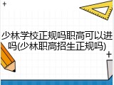 少林学校正规吗职高可以进吗(少林职高招生正规吗)