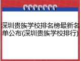 深圳贵族学校排名榜最新名单公布(深圳贵族学校排行)