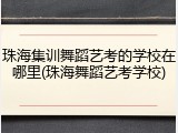 珠海集训舞蹈艺考的学校在哪里(珠海舞蹈艺考学校)