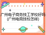 广州电子商务技工学校好吗(广州电商技校怎样)