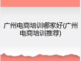 广州电商培训哪家好(广州电商培训推荐)