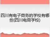 四川有电子商务的学校有哪些(四川电商学校)