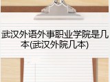武汉外语外事职业学院是几本(武汉外院几本)