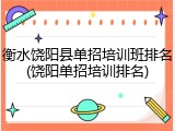 衡水饶阳县单招培训班排名(饶阳单招培训排名)