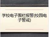 学校电子围栏报警(校园电子警戒)