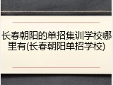 长春朝阳的单招集训学校哪里有(长春朝阳单招学校)