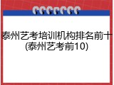 泰州艺考培训机构排名前十(泰州艺考前10)