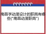 南昌学动漫设计的职高有哪些("南昌动漫职高")