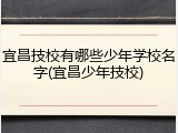 宜昌技校有哪些少年学校名字(宜昌少年技校)