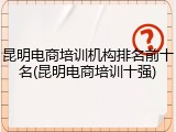 昆明电商培训机构排名前十名(昆明电商培训十强)