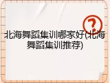 北海舞蹈集训哪家好(北海舞蹈集训推荐)