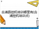 合浦县挖机培训哪里有(合浦挖机培训点)
